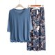 thumbnail image 2 of Gibobby Conjunto de pijama informal con estampado floral para mujer con top de manga corta y pantalones largos (Blue, Talla única), 2 of 4