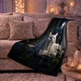 thumbnail image 6 of Calm White Cat Under Moonlit Window Bat Silhouette, Peaceful Pet Portrait Pattern, Warm Flannel Blanket for Living Room and Bedroom, Cat Lovers Valentine's Day Gift, Pet Lover Home Decor, 6 of 9