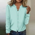 thumbnail image 2 of Tumotour Long Sleeve Tops For Women Button Down Shirts V Neck Open Front Thin Style Solid Color Casual 2024 Trendy Tops, 2 of 5