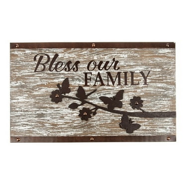 Wood Bless Our Family Silhouette Wall Sign -  Home Decor By Ganz