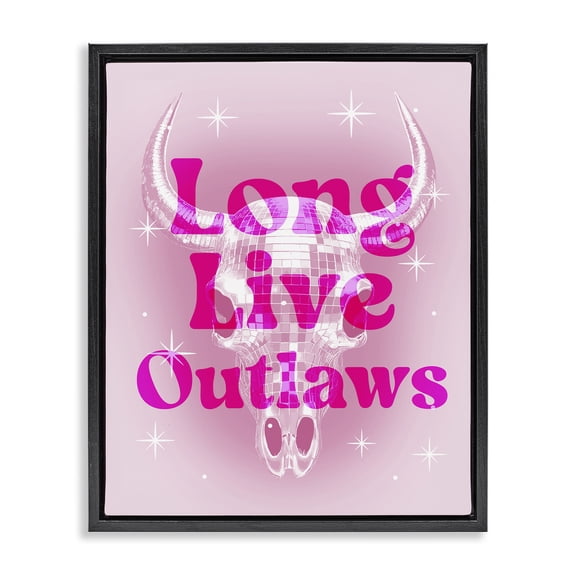 Stupell Industries Glam Long Live Outlaws Animals Painting Black Floater Framed Canvas Art Print Wall Art, 17 x 21