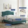 thumbnail image 2 of Tufted Platform Bed Frame, Twin Size, Velvet, Teal Blue, Modern Contemporary Urban Design, Bedroom Master Guest Suite, 2 of 10