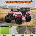 thumbnail image 6 of Funride 4WD 24 Volt Ride on Truck, 2 Seater Electric Car for Kids, Power Car Wheels with Remote, Bluetooth, LED Lights, Pink, 6 of 10