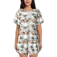 thumbnail image 1 of Disketp Flamant Rose Palmiers pour 2 Pcs Shorts Vêtements de Nuit Ensemble de Pyjama à Manches Courtes pour Femmes Col Rond Pjs-4TG, 1 of 6