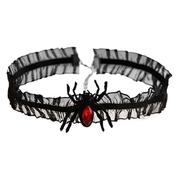 IFRINID Halloween Lace Choker, Gothic Black Lace Necklace with Spider and Bat Design for Costume Accessories
