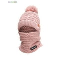 thumbnail image 2 of BadPiggies Womens Pom Beanie Hat Scarf Set Winter Slouchy Warm Hat Fuzzy Knit Skull Cap with Fleece Lined (Pink), 2 of 7