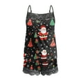 thumbnail image 5 of Tnhcen Festive Santa Claus Print Lace Pajamas Set 2-Piece Sleeveless Tank Shorts Pjs Christmas Nightwear Homewear for Holiday Cheer S-2XL, 5 of 5