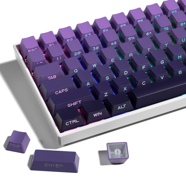 Keycaps XVX con impresión lateral PBT 136 teclas, morado degradado, OEM