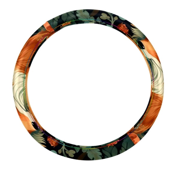 Fox 14.5 Inch Printing PVC Leather Car Wheel Covers Steering Wheel Covers Auto Accessories