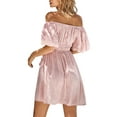 thumbnail image 2 of Kmbangi Femmes Robes d'Été Manches Courtes Épaule Haute Taille une Rue Doublée Partie Robe Courte, 2 of 9