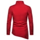 thumbnail image 2 of Camisas Negras Para Hombre Camisa informal de manga larga con solapa inclinada asimétrica de Color sólido informal a la moda para hombre (Red, M), 2 of 4