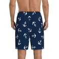 thumbnail image 3 of Naloa Nautical Themed Simple Anchors Men's Short Pajama Pants, Lounge Comfort Shorts with Elasticized Waistband and Side Pockets - X-Large, 3 of 9