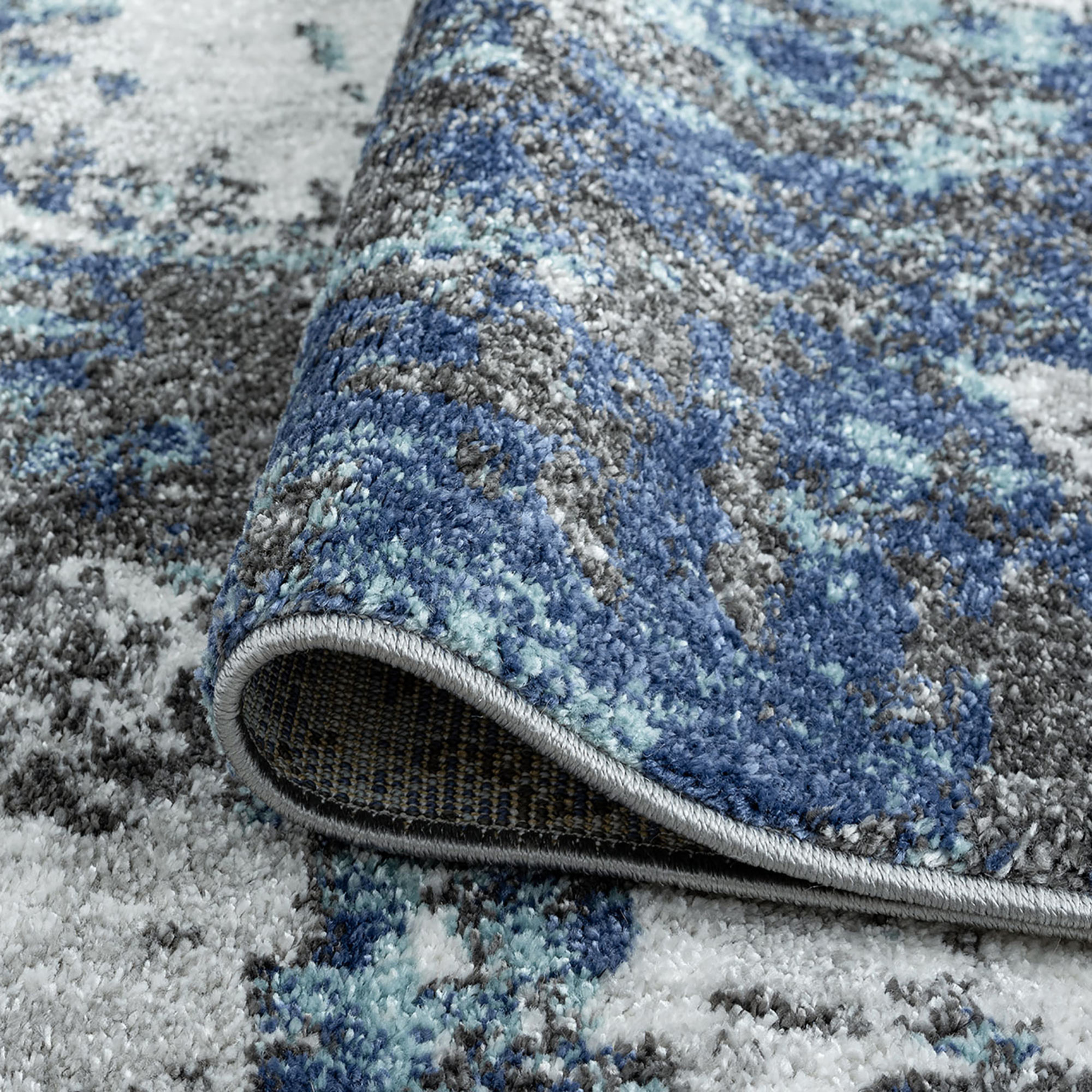Contemporary 2x3 Area Rug (2' x 3') Abstract Blue, Blue Indoor Scatter Easy to Clean