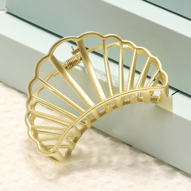 Pinza para el pelo, pinza para el pelo de metal dorado, pinza para el pelo con perlas doradas, pasador de mandíbula grande para mujeres y niñas, tipo F