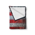 thumbnail image 2 of American Flag Soft Flannel Fleece Blanket, Royalty Flag Textured US Backdrop on Damaged Board Plate Design Artwork Print, Cozy Plush for Indoor and Outdoor Use, 60" x 80", Red Grey, by Ambesonne, 2 of 6