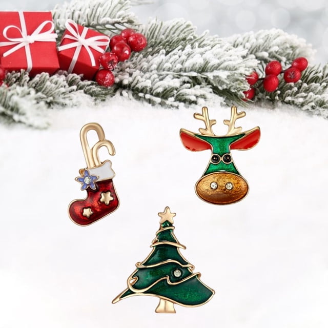 Conjunto de 3 broche Pines Set Linda novedad DIY Artesanía Mini Pines Decorativo Dibujos Animados Pasadores Pines Badges para Chaquetas de Ropa Día de Conjunto de alces Fernando Dibujos animados Broche Pins