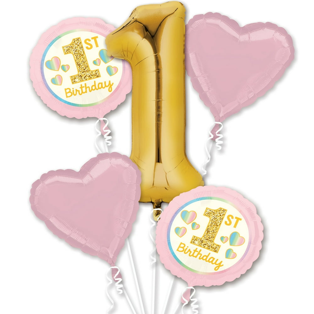 Girl 1st Birthday Balloon Bouquet