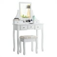 thumbnail image 2 of Topbuy Rotatable Mirror Vanity Set Makeup Dressing Table and Stool w/ 5 Drawers White, 2 of 8