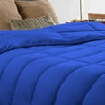 thumbnail image 3 of 5 Piece Luxury Long Box Pattern Comforter By D.N.G. BEDDINGS Set Premium Super Soft, All Season, 800 Thread Count, 100% Egyptian Cotton, Oversized Super King Size Royal Blue Color, 3 of 5