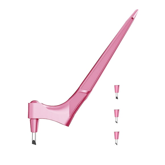 CEHVOM Kit d'Outils de Coupe Artisanale, 1 Pce Couteau Utilitaire, 3 Pcs Tête de Coupe (15°, 30°, 45°), Coupe-Papier avec Rotation à 360°, Rose