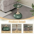 thumbnail image 4 of Round Side Table, Small Green End Table with Metal Pedestal, Modern Martini Table for Small Space Living Room, Bedroom, Easy Assembly 15" x 21.6" Drink Table, 4 of 14
