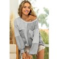 thumbnail image 4 of Women's Gray Contrast Patchwork Double Chest Pocket Top, 4 of 5