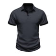 thumbnail image 4 of Vetsdori Men's Polo Shirt - Short Sleeve Collared Button Solid Color Color Block Jacquard Casual Design for Casual Daily Wear or Outdoor Activities, 4 of 8