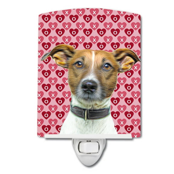Caroline's Treasures KJ1190CNL Hearts Love and Valentine's Day Jack Russell Terrier Ceramic Night Light, 6x4x3",