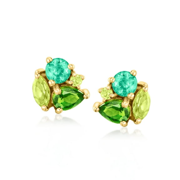 Pure Collection by Ross-Simons 0.73 ct. t.w. Tonal Green Multi-Gemstone Earrings in 14kt Yellow Gold, Women's, Adult