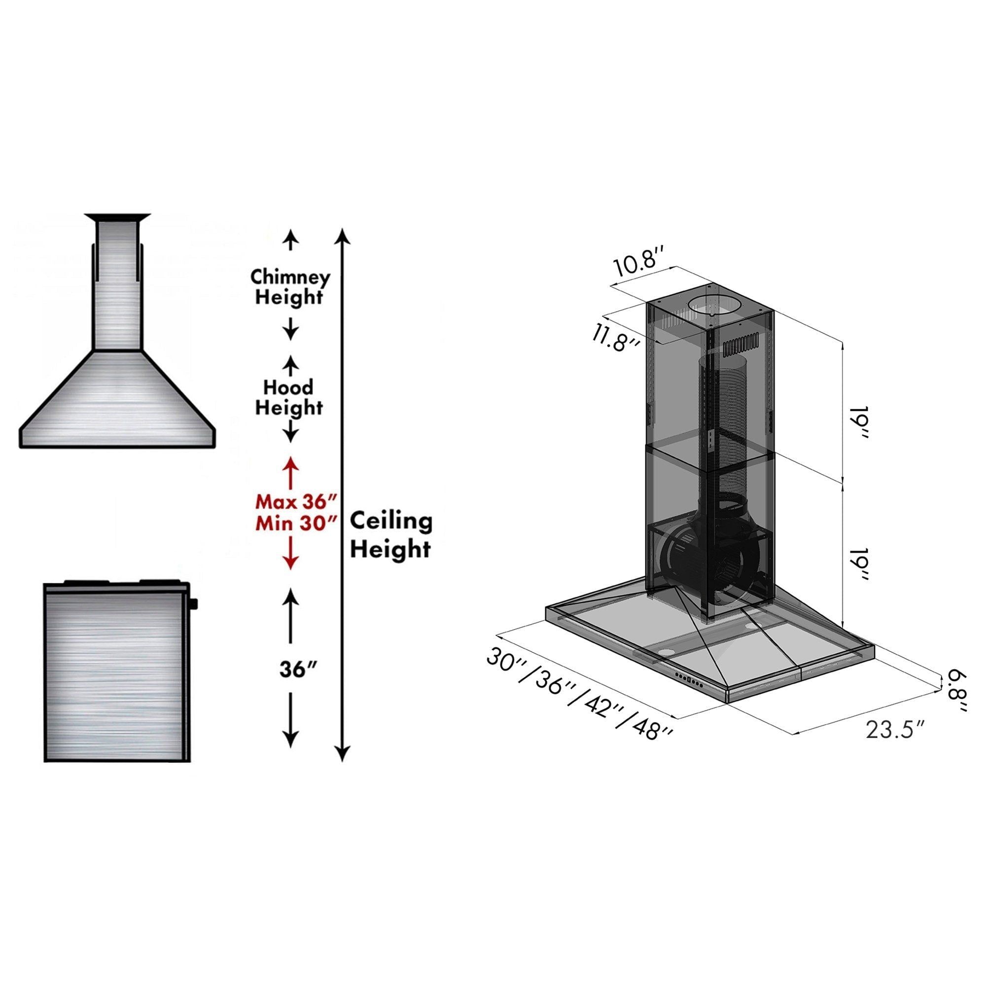 ZLINE 48 in. Island Mount Range Hood in Stainless Steel (GL2i-48)