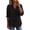 Black, variant on Womens Tops 3/4 Sleeve V Neck Cotton and Linen Spring Fall Casual Button Up Crop Blouses Sexy Lapel Tops with Pocket Blue,S