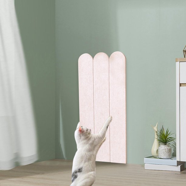 Rascador de pared para gatos, resistente al desgaste, de fieltro, juguete para afilar , multiusos, vertical, autoadhesivo, para suelo y sofá. camello claro
