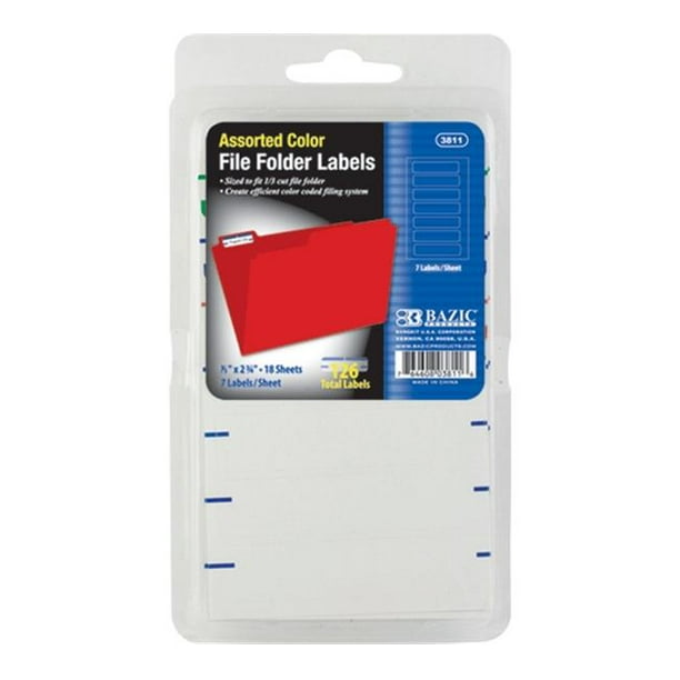 Bazic Products 3811144 BAZIC Assorted Color File Folder Label 126Pack Case of 144