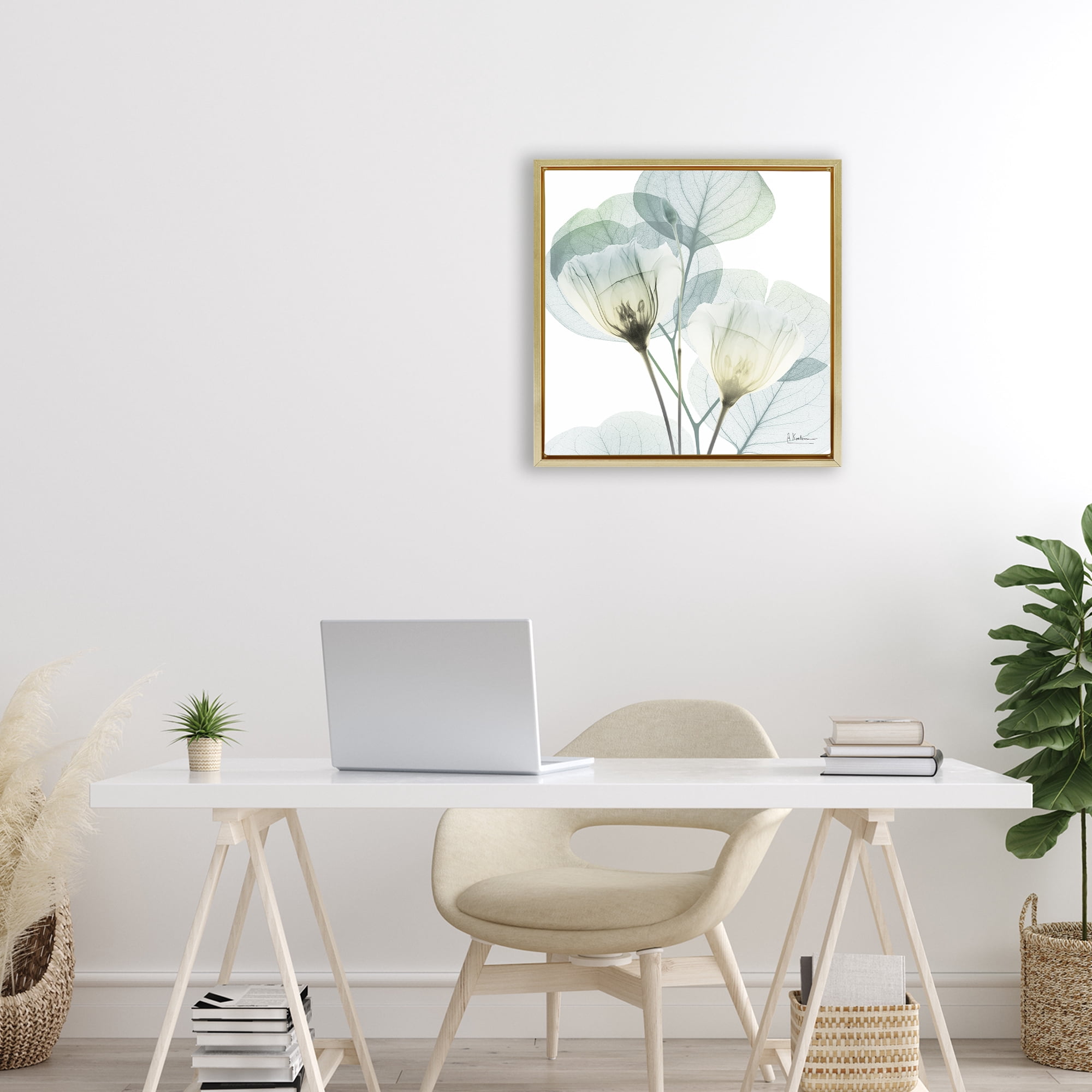 Stupell Industries Divine Fate Flower Leaves Gold Framed Floater Canvas Wall Art, design by Albert Koetsier