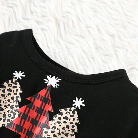 

kpoplk Christmas Baby Clothes Xmas Kids Child Girls Long Sleeve Letter Cartoon Plaid Tulle Babys First Christmas Outfit Girl(Red)