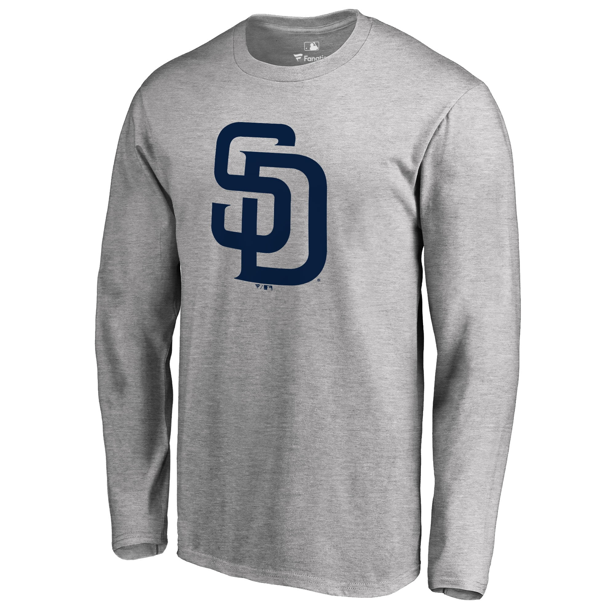 Men's Ash San Diego Padres Secondary Color Primary Logo Long Sleeve T