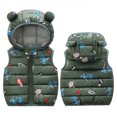 thumbnail image 1 of 2-7Y Kids Baby Boys Girls Winter Dinosaur Hooded Vest Lightweight Puffer Sleeveless Jacket, 1 of 5