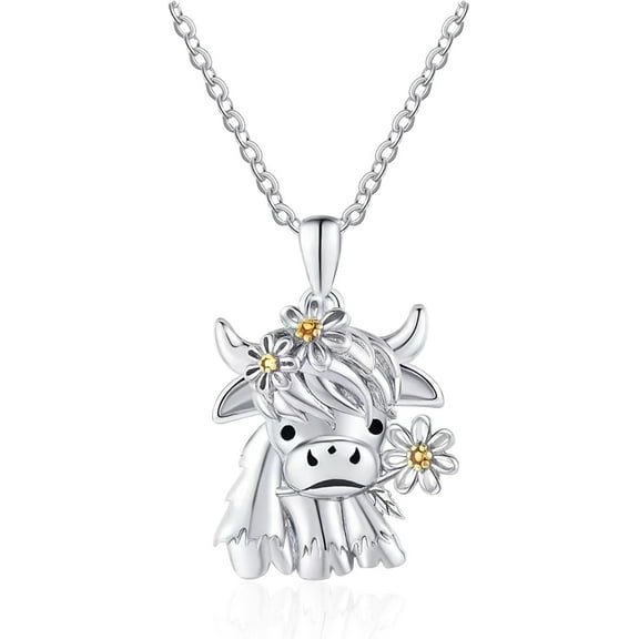 Fashional Highland Cow Necklace Hypoallergenic Cute Animal Necklace Jewelry Christmas Birthday Gifts for Women Cow Lover