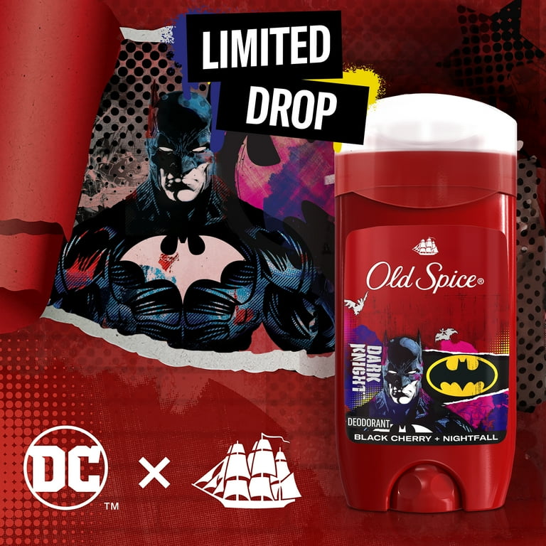 [3個セット]  Old Spice オールドスパイス - ヒーローの香り（バットマン） デオドラント [ブラックチェリー＆ナイトフォールの香り] 73g 男性用 Smell Like a Hero - Deodorant for Men Old Spice Batman Deodorant for Men 3oz Black Cherry Nightfall