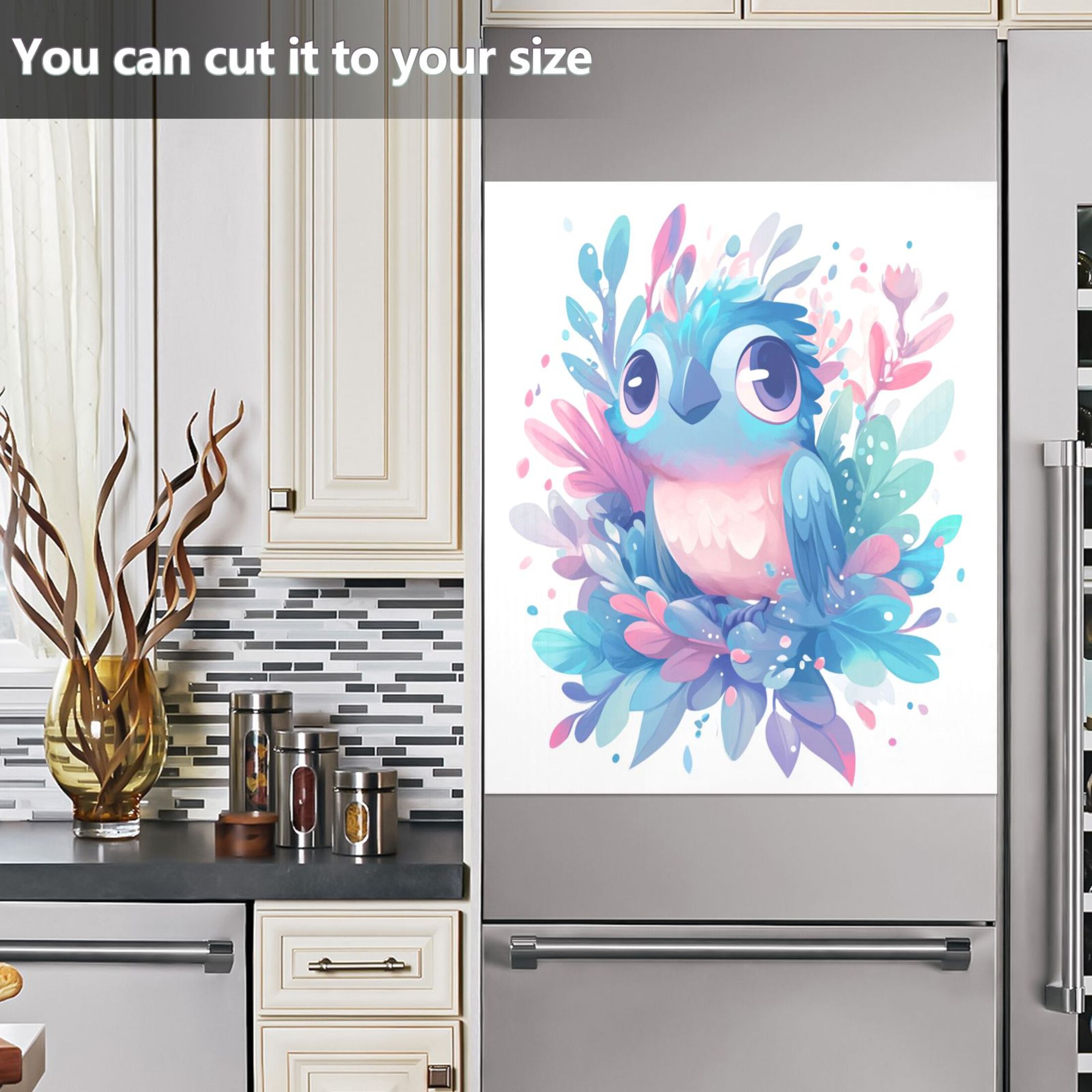 Dishwasher Magnetic Sticker 23x26 Inch Refrigerator Magnetic Sticker Washing Machine Magnetic Sticker Kitchen Panel Magnetic Sticker Home Decor Big Eyed Blue Owl