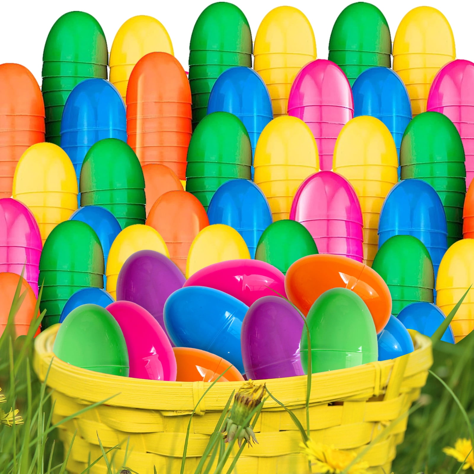 100 pcs Easter Eggs, 2.25" Empty Easter Eggs Fillable, Colorful Plastic Eggs Bulks for Easter Hunt, Party Favor, Basket Stuffers Filler, Classroom Prize Supplies