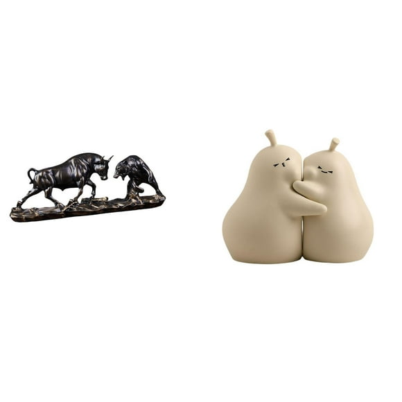 Figura De Toro Y Oso Feng Shui Moderna Con Soporte Para Libros De Pera Abrazable, Escultura De Animal De Cerámica Para Escritorio Y Estantería, Regalo