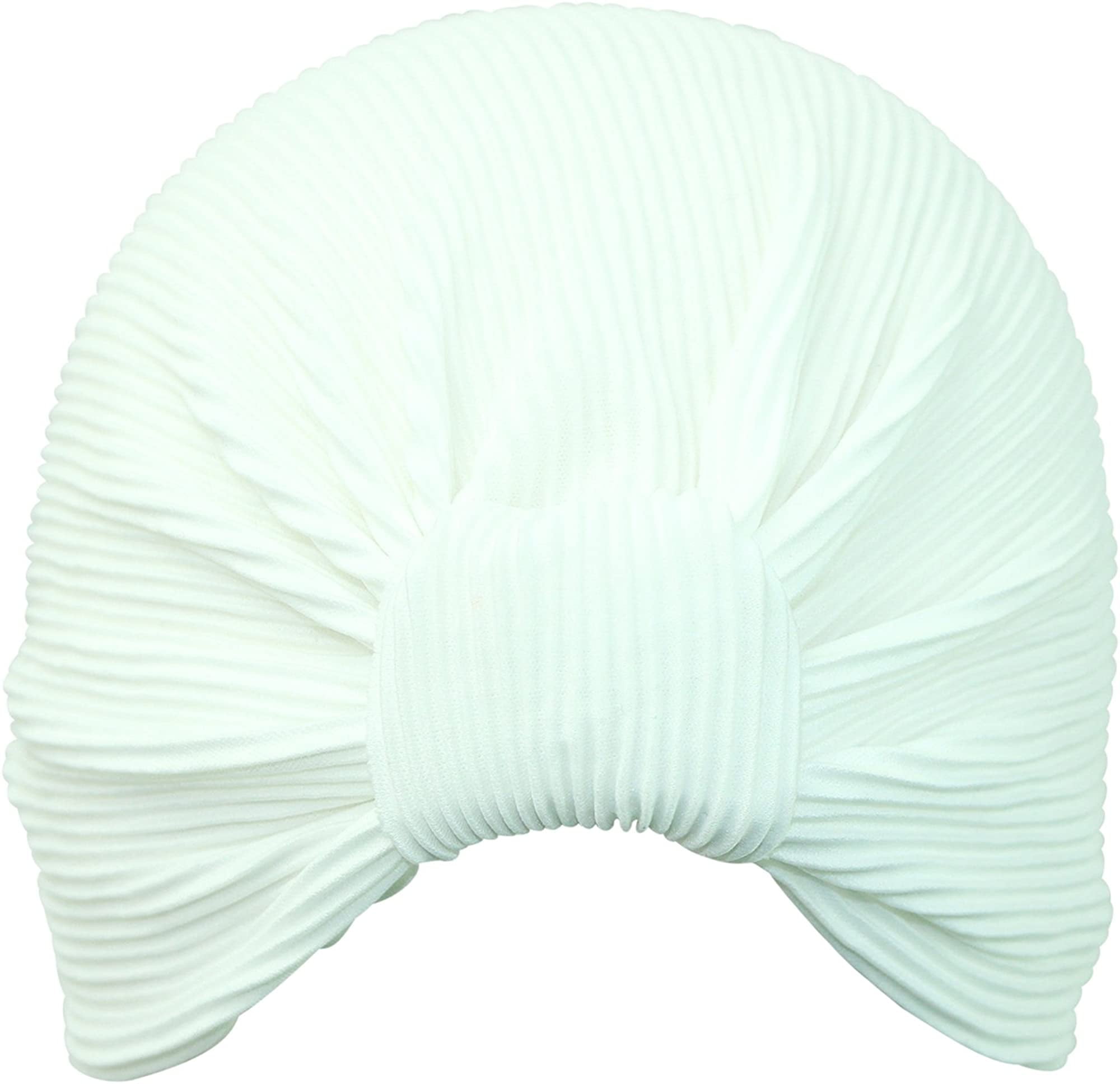 THIN PLEATED POLYESTER TURBAN HEAD WRAP FOR WOMEN 