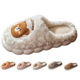 thumbnail image 2 of XIMIN Cute Bear Cotton Slippers for Women Men Furry Warm Slide Slippers with Thick Sole Cozy House Slippers Closed Toe Slippers Indoor Home Shoes Anti-skid Slippers, 2 of 3