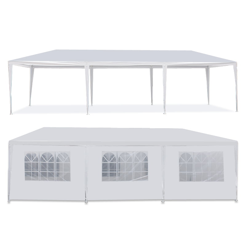 10x30 Ft Wedding Event Party Outdoor Canopy Tent w/ 8 Removable Sidewalls for Gazebo Patio Backyard Porch Garden Beach White 