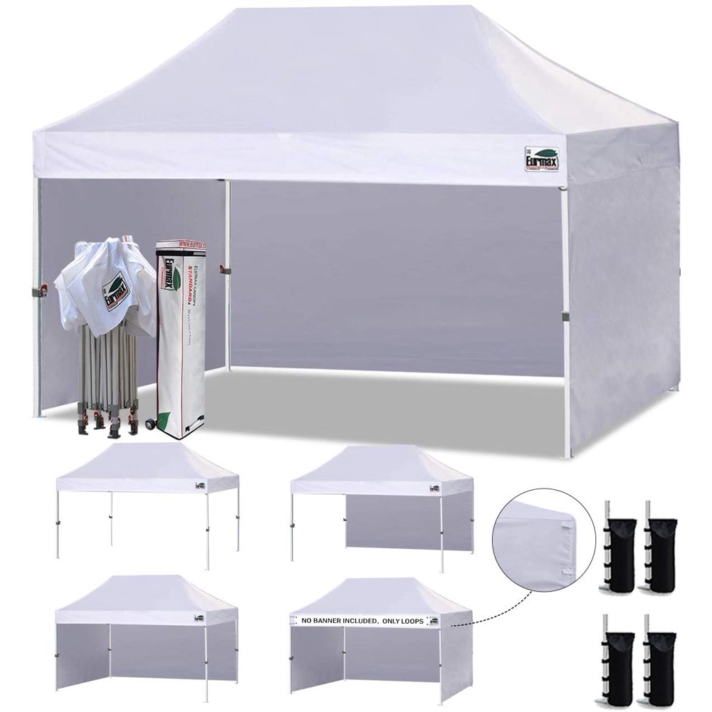 Eurmax 10'x15' Ez Popup Canopy Tent Commercial Instant Canopies with 4 Removable Zipper End