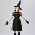 thumbnail image 6 of Odeerbi Girls Party Tulle Dress Set Little Girls Clothes Kids Halloween 2025 Fashion Witch Sorceress Clothing Dress Hat Set Black 6-7 Years, 6 of 9
