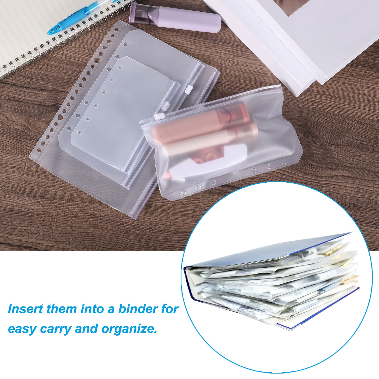 Unique Bargains A5 Binder Pocket 12 Pack Zipper Pouch for 20-Ring Notebook Clear