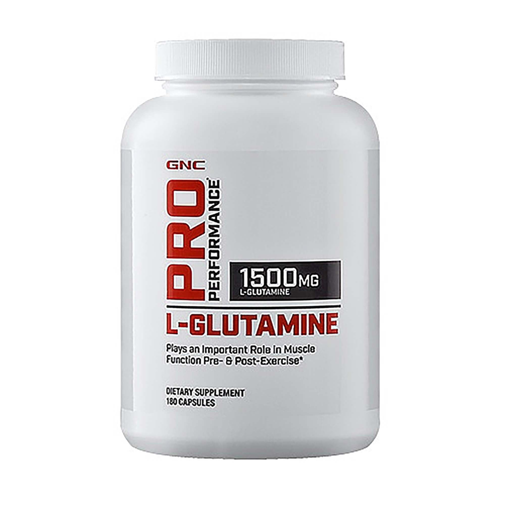 GNC Pro Performance LGlutamine, 180 Capsules, Supports Muscle Recovery