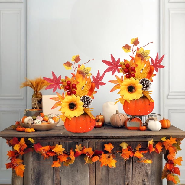 Herunwer Halloween Simulation Pumpkin Tree Decoration Autumns Thanksgiving Halloween Home Decorations Dining Table Living Room Flower Ornaments